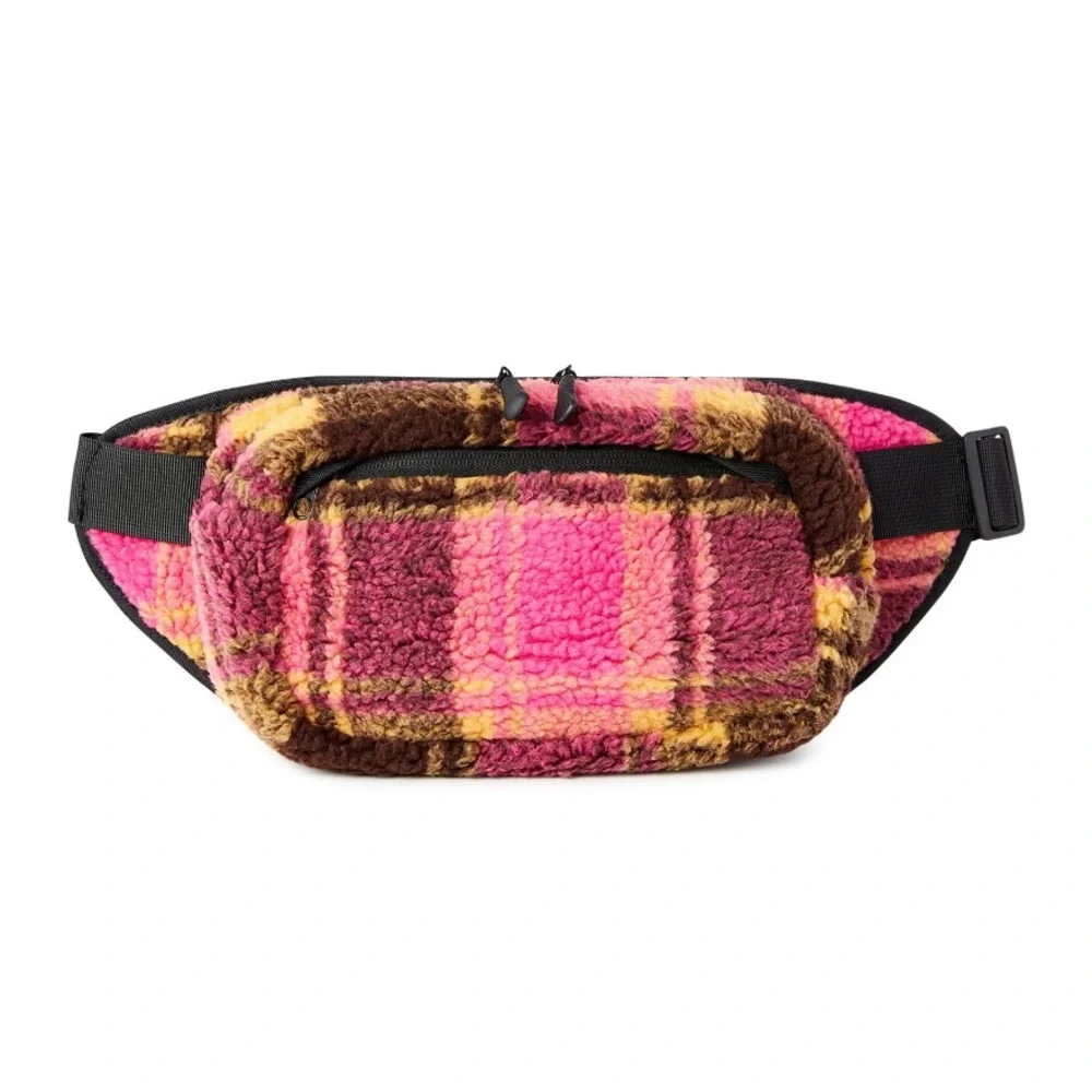 Women’s hands‎ free rectangular fanny pack pink plaid
